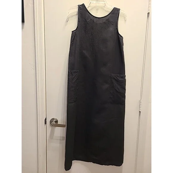 Eileen Fisher | Dresses | Eileen Fisher Black Linen Column Maxi Dress  Minimalist Size M | Poshmark
